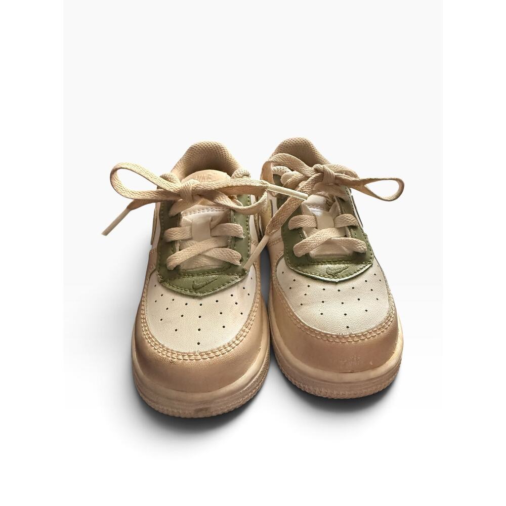 Nike Force 1 LE Baby and Toddler Lace Up Shoes Customized Sneakers Size 7C Cream - Picture 2 of 11